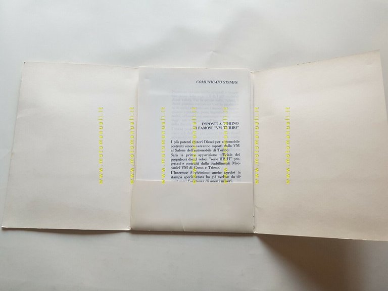 VM Motori cartella stampa anni 70 originale press kit