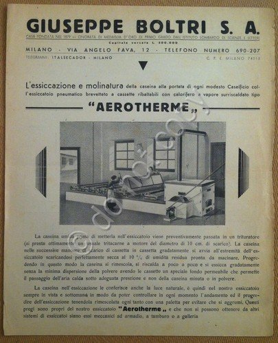 volantino - pubblicità - essicatoi - S. A. Giuseppe Boltri …