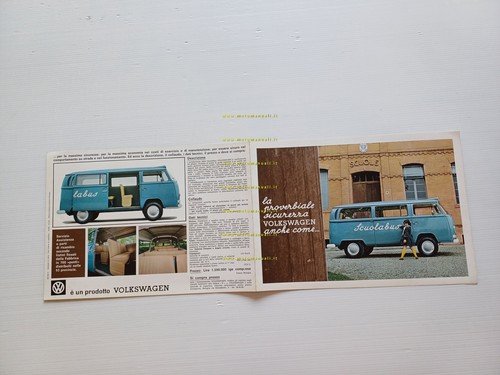 Volkswagen furgone Scuolabus 1968 depliant italiano originale