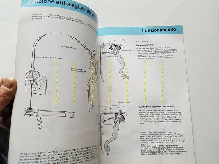 Volkswagen Golf 1984 manuale descrizione funzionamento per concessionari