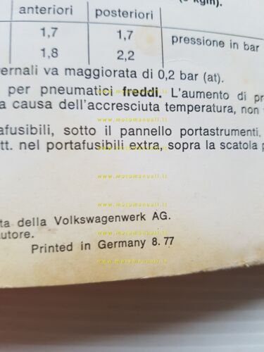 Volkswagen Golf GTI + tutti modelli 1977 Manuale Uso Manutenzione …
