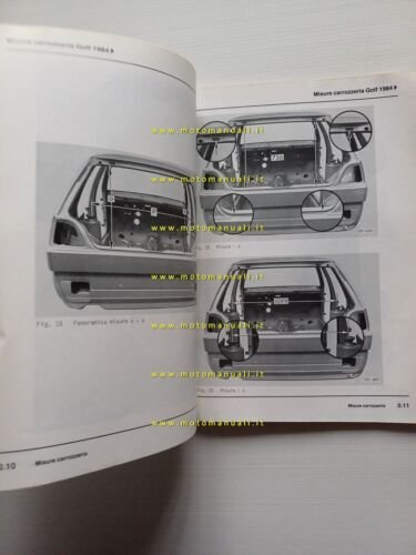 Volkswagen Golf Jetta 1984-85 manuale officina riparazione carrozzeria originale