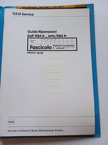 Volkswagen Golf Jetta K Jetronic 1984-89 manuale officina iniezione accensione