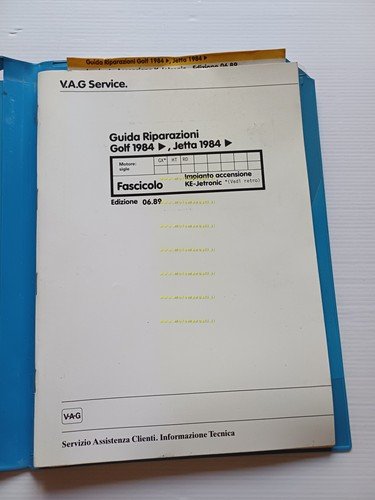 Volkswagen Golf Jetta KE Jetronic 1984-89 manuale officina iniezione accensione