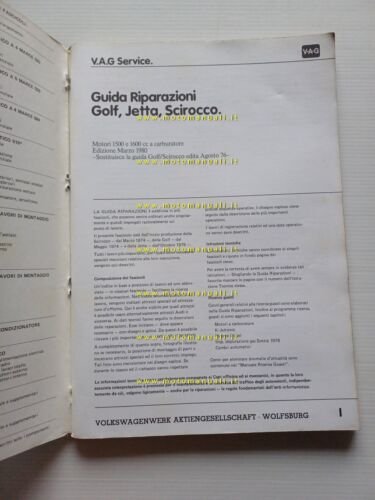 Volkswagen Golf Jetta Scirocco 1980 manuale officina motori 1.5 - …