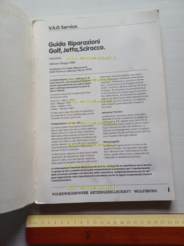 Volkswagen Golf Jetta Scirocco Caddy 1974-83 manuale officina telaio originale