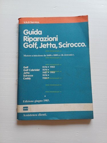 Volkswagen Golf Jetta Scirocco manuale officina motore 1.6-1.8 1974-83 originale