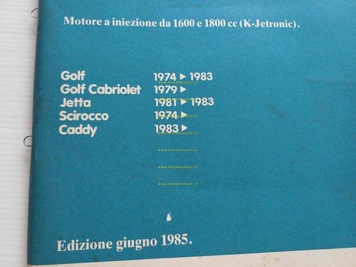 Volkswagen Golf Jetta Scirocco manuale officina motore 1.6-1.8 1974-83 originale