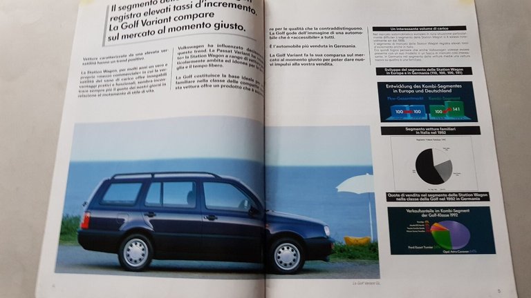 Volkswagen Golf Variant 1993 manuale opuscolo descrizione per venditori