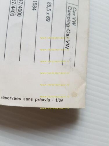 Volkswagen Maggiolino - 1300 - 1500 1969 depliant originale francese