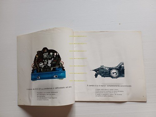 Volkswagen Maggiolino 1200 A 1966 depliant italiano originale