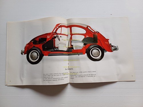 Volkswagen Maggiolino 1200 A 1966 depliant italiano originale