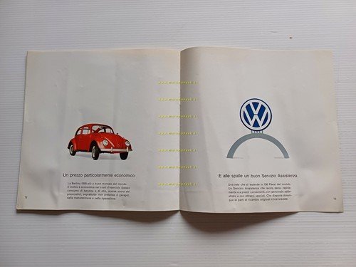 Volkswagen Maggiolino 1200 A 1966 depliant italiano originale