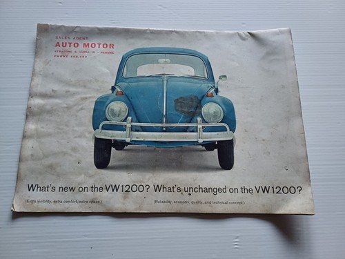 Volkswagen Maggiolino modelli 1964 depliant originale TESTO INGLESE