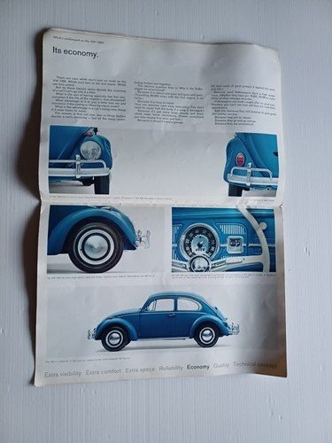 Volkswagen Maggiolino modelli 1964 depliant originale TESTO INGLESE