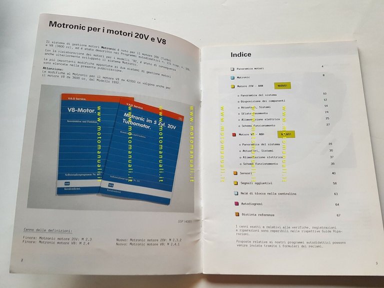 Volkswagen manuale officina descrizione motori V8 - 5 cilindri 20v …