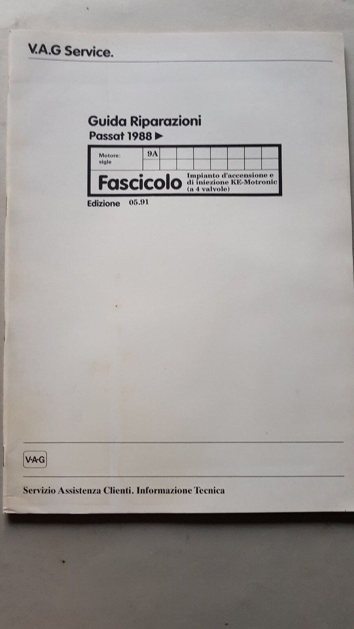 Volkswagen Passat 1988-91 manuale riparazione KE Motronic per officine ITALIANO