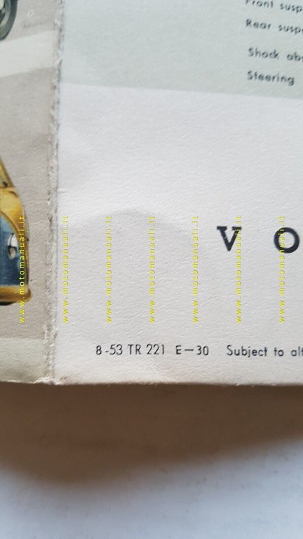 Volkswagen Transporter Furgone modelli 1953 depliant originale INGLESE