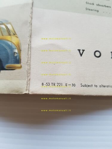 Volkswagen Transporter furgone modello 1953 depliant originale inglese