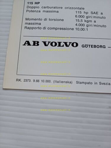 Volvo 144 modello 1966 depliant italiano originale