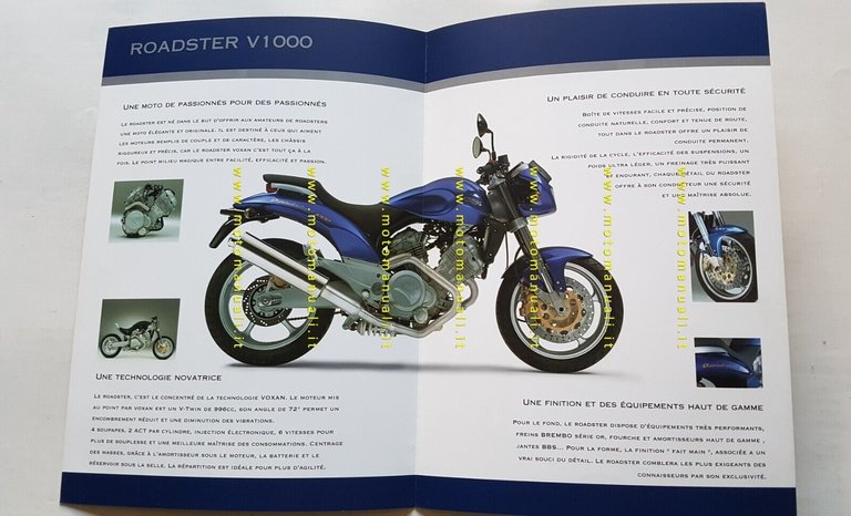 Voxan Roadster 1000 2001 depliant originale testo FRANCESE
