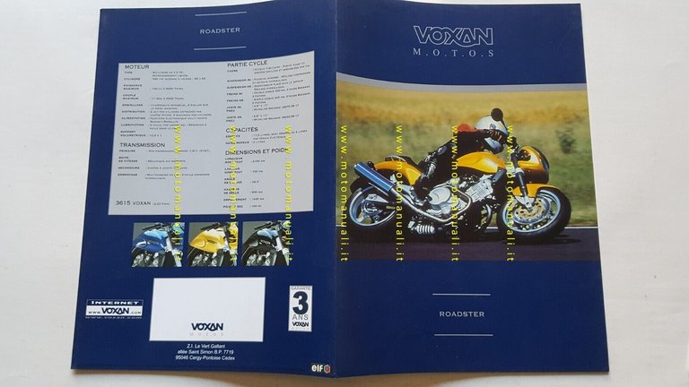 Voxan Roadster 1000 2001 depliant originale testo FRANCESE