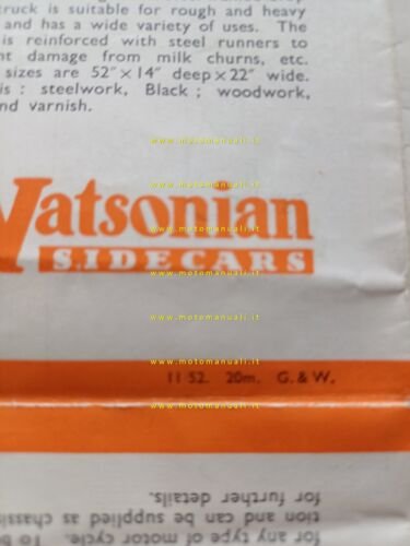 Watsonian catalogo produzione sidecar modelli 1952-53 depliant inglese originale