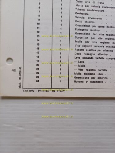 Weber carburatore 24 IMB 100 Fiat 500 Rinnovata 1972 catalogo …