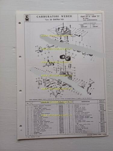 Weber carburatore 32 DATRA 101 Fiat X1.9 USA condizionat. 1977 …