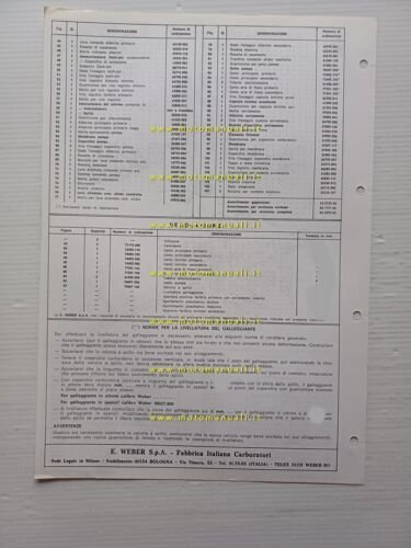 Weber carburatore 32 DATRA 101 Fiat X1.9 USA condizionat. 1977 …