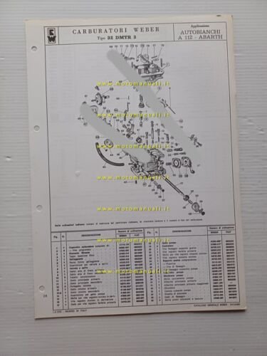 Weber carburatore 32 DMTR 3 Autobianchi A 112 Abarth 1972 …