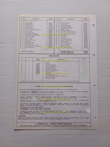 Weber carburatore 32 DMTR 38.250 Autobianchi A 112 Abarth 1977 …