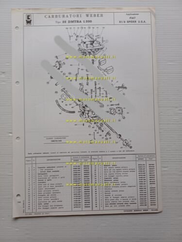 Weber carburatore 32 DMTRA 1.200 Fiat X1.9 Spider USA 1974 …