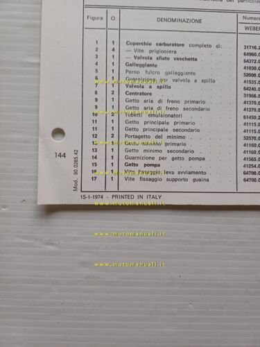 Weber carburatore 32 DMTRA 1.200 Fiat X1.9 Spider USA 1974 …