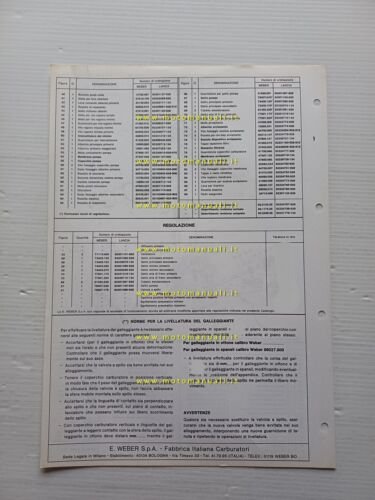 Weber carburatore 34 DATR 4.200 Lancia Beta Montecarlo 1976 catalogo …