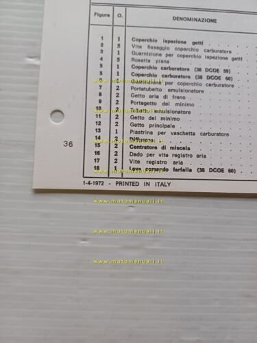 Weber carburatore 38 DCOE 59-60 Ferrari 365 GTC.4 1972 catalogo …
