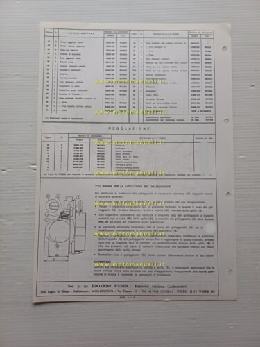 Weber carburatore 40 DCN 14 Fiat Dino Spider 1971 catalogo …