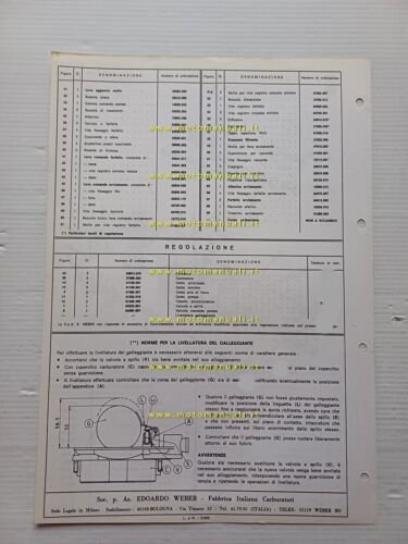 Weber carburatore 40 DCN 18 Ferrari 275 GTB 1967 catalogo …