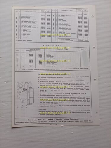 Weber carburatore 40 DCNF 22 Fiat Dino Spider Coup 1972 …