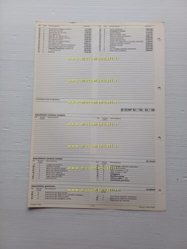 Weber carburatore 40 DCNF 62-63.150 Lamborghini Urraco 1980 catalogo ricambi