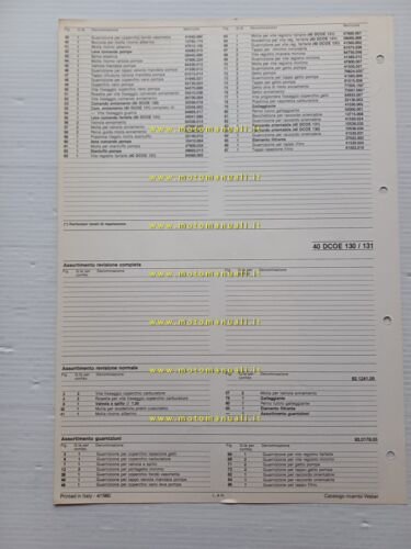 Weber carburatore 40 DCOE 130-131 Alfa Romeo Giulietta 1.8 catalogo …