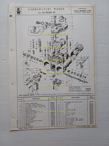 Weber carburatore 40 DCOE 32 Alfa Romeo 1750 GT-Spider Vel. …