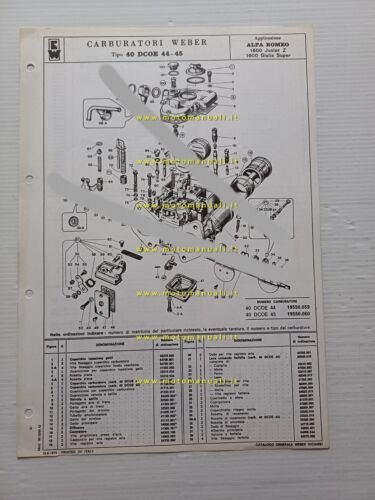 Weber carburatore 40 DCOE 44-45 Alfa Romeo Junior Z 1.6 …
