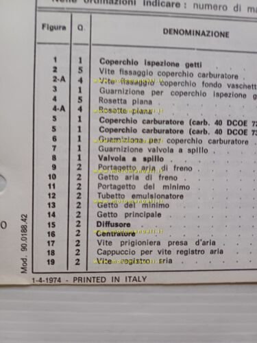 Weber carburatore 40 DCOE 72-73 Alfa Romeo Alfetta Europa 1974 …