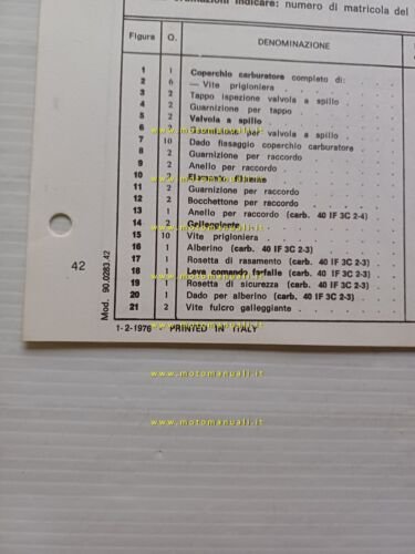 Weber carburatore 40 IF 3C1-2-3-4 Ferrari BB 512 1976 catalogo …