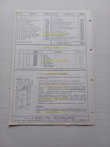 Weber carburatore 42 DCNF 31-32 MASERATI Merak 1974 catalogo ricambi …