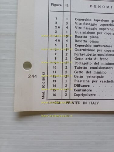 Weber carburatore 42 DCOE 8 MASERATI 3500 GT 1973 catalogo …