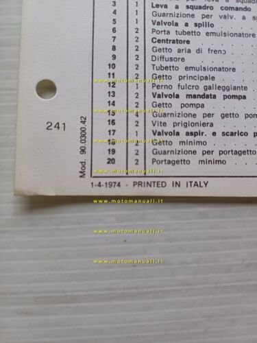 Weber carburatore 44 IDF 26-27 Lancia STRATOS 1974 catalogo ricambi …