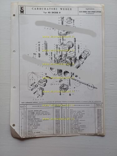Weber carburatore 45 DCOE 9 Alfa Romeo 2600 Sprint-Spider 1966 …