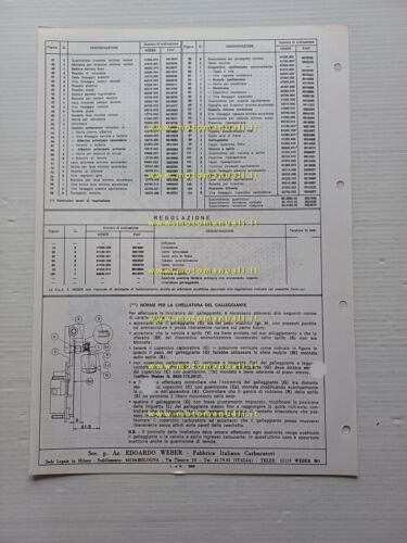 Weber carburatore 45 DFC 13 Fiat 130 catalogo ricambi +regolazioni